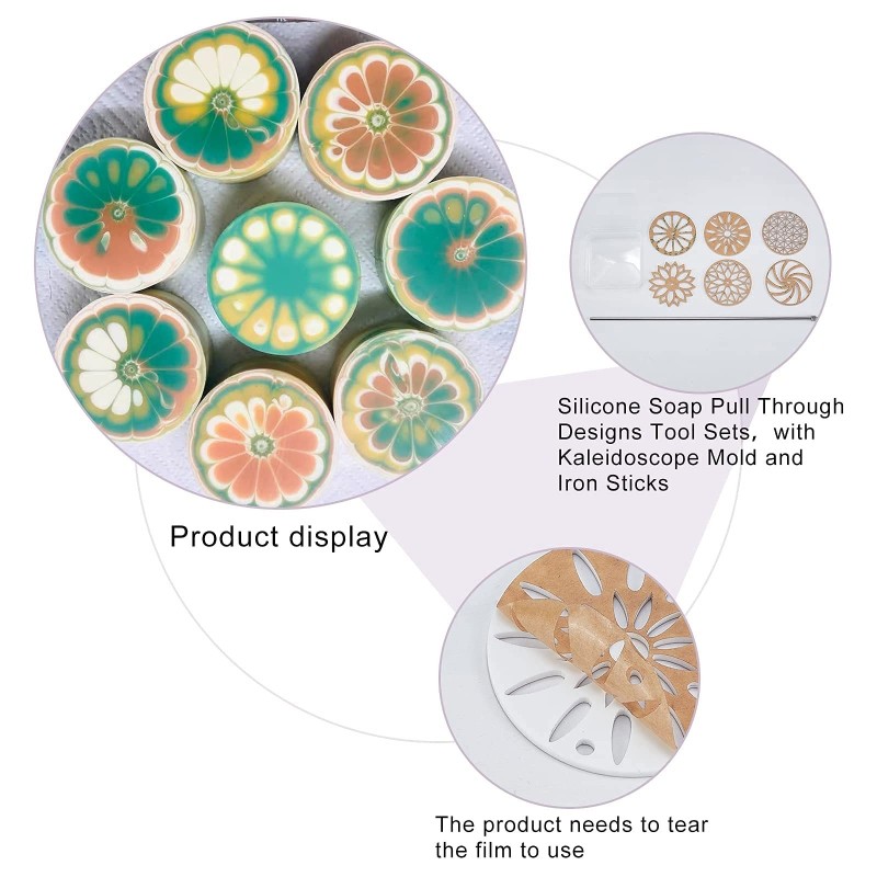 6 Styles 2.75in Round Soap Mold Tools Silicone Swirl Partition Flower Template gallery