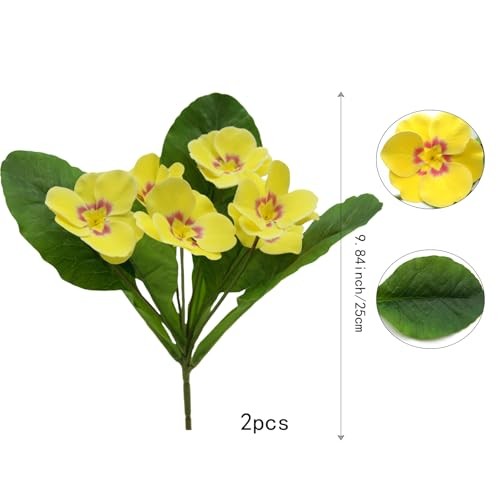 FERIAL 2PCS Artificial Pansy Flowers Spring Floral Arrangement Home Silk Yellow gallery