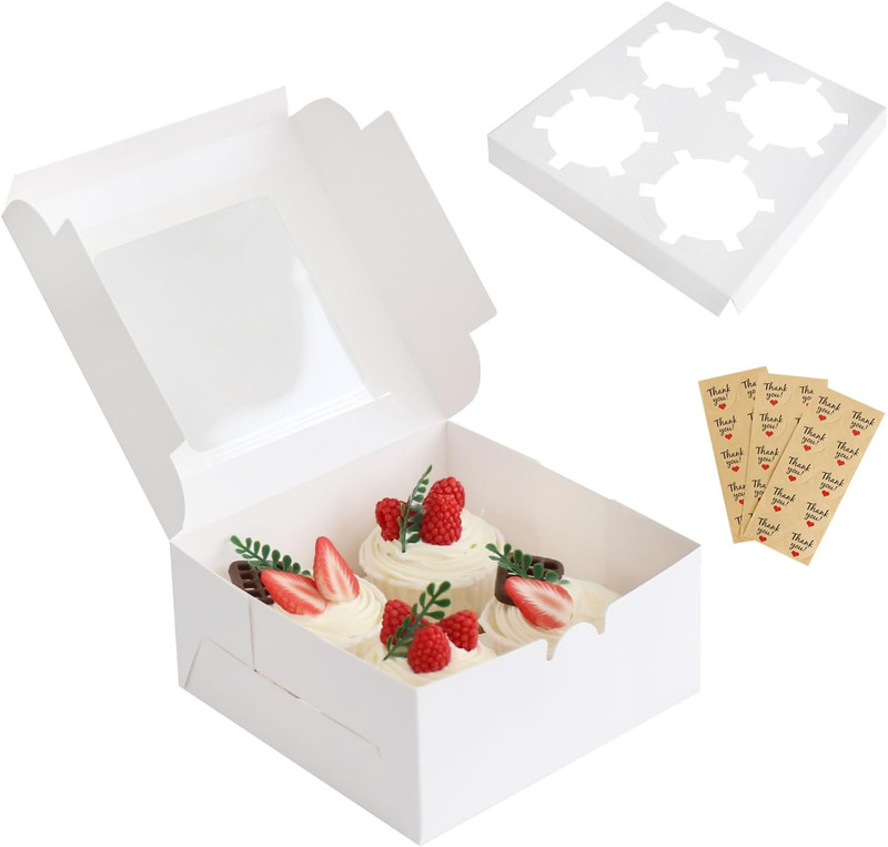 30 Pcs Bakery Boxes Clear Window 6.3X6.3X3" Food Grade Materials Easy Assembly gallery