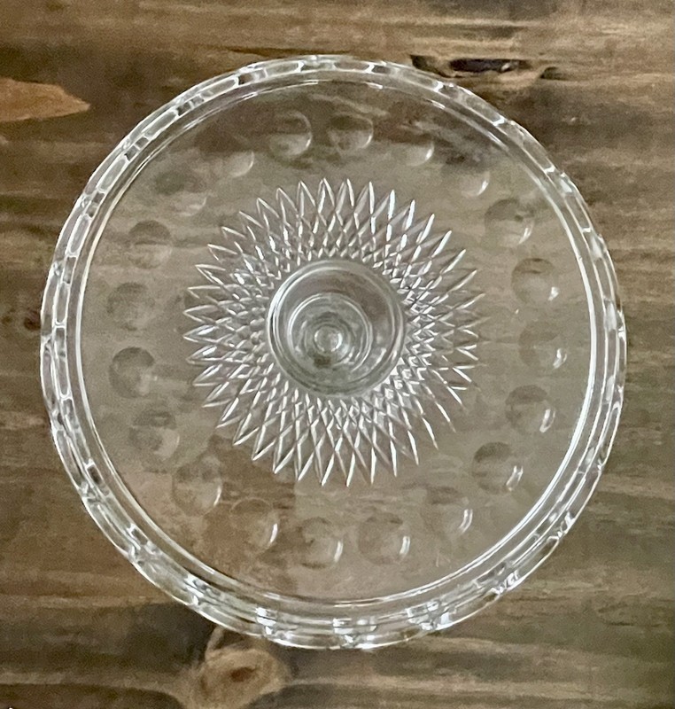 Vintage McKee Clear Glass Company Plymouth Thumbprint Pedestal Cake Stand gallery