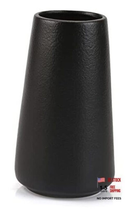 Simple Vase for Flowers Plants, Matte Vases for Modern Table Shelf Home 1 Black