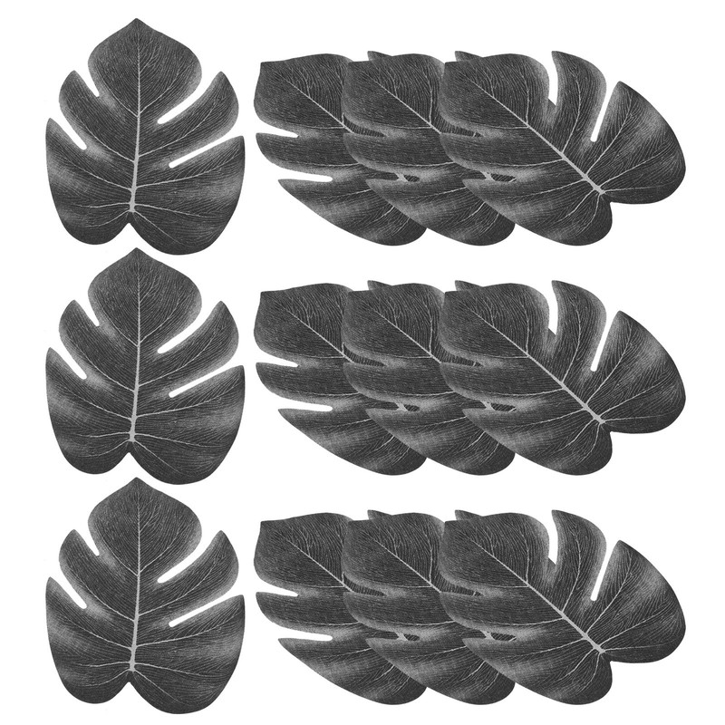 6″ Black Palm Leaves 24 Pack Artificial Palm Leaves Faux Palm Fronds, Style 23