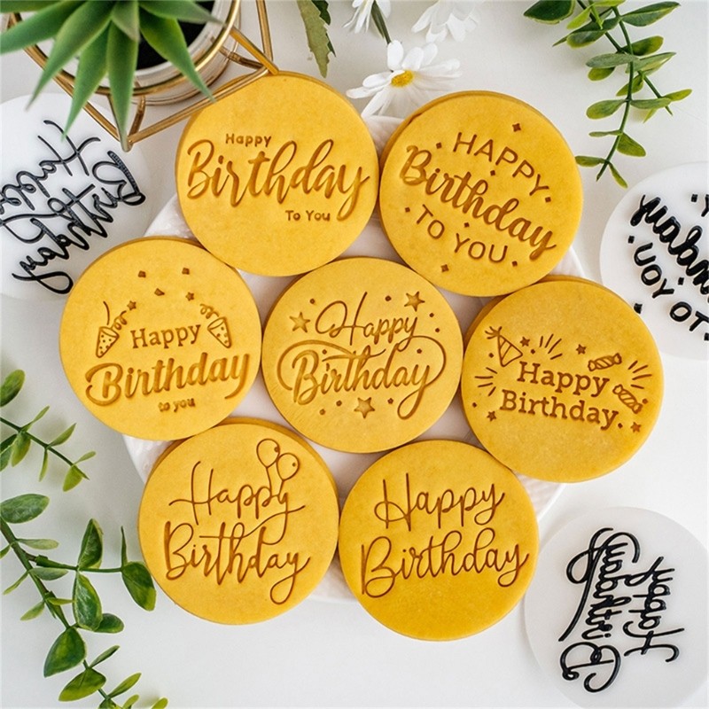 Birthday English Cookie Molds Fondant Cutter Plastic Texture for Home Baking gallery