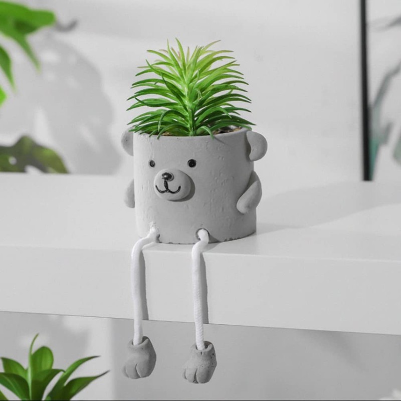 Zerzsy Faux Succulents in Cement Pots w/ Hanging Leg, Potted Mini Fake Plants gallery
