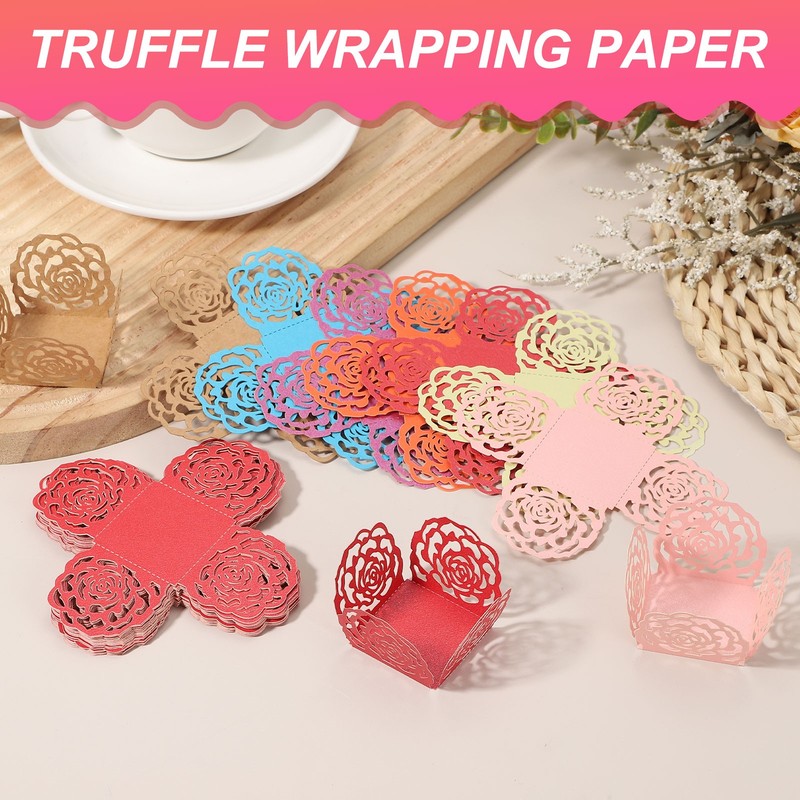 25 PCS Truffle Wrapper 4 Inch Square Cupcake Liner Baking Paper Beige gallery