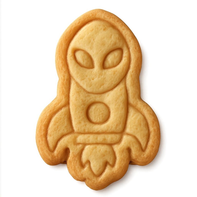 Rocket Ship Alien Cookie Cutter & Stamp - 2.8x4 gallery