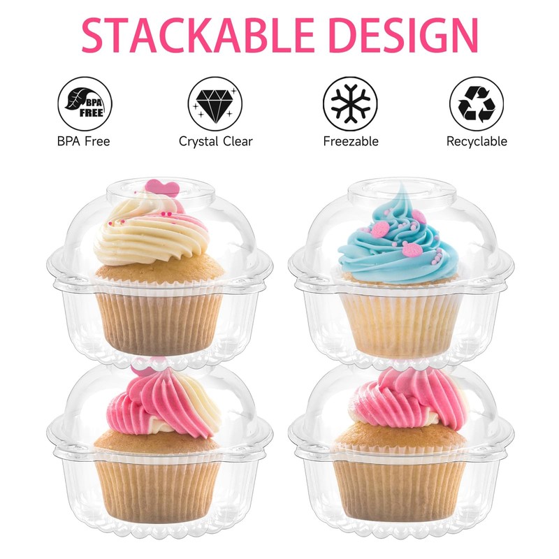 100 Pack Individual Cupcake Containers Clear Plastic Cupcake Holders Cupcakes gallery