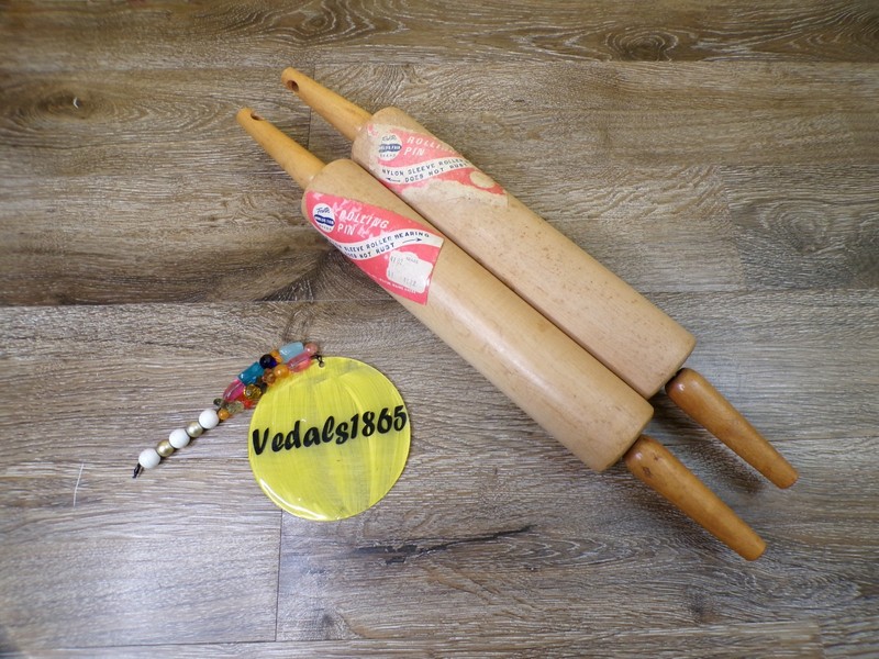 FORSTER Vintage Rolling Pin Lot of 2 Worlds Fair Brand 17″ Total Length USA
