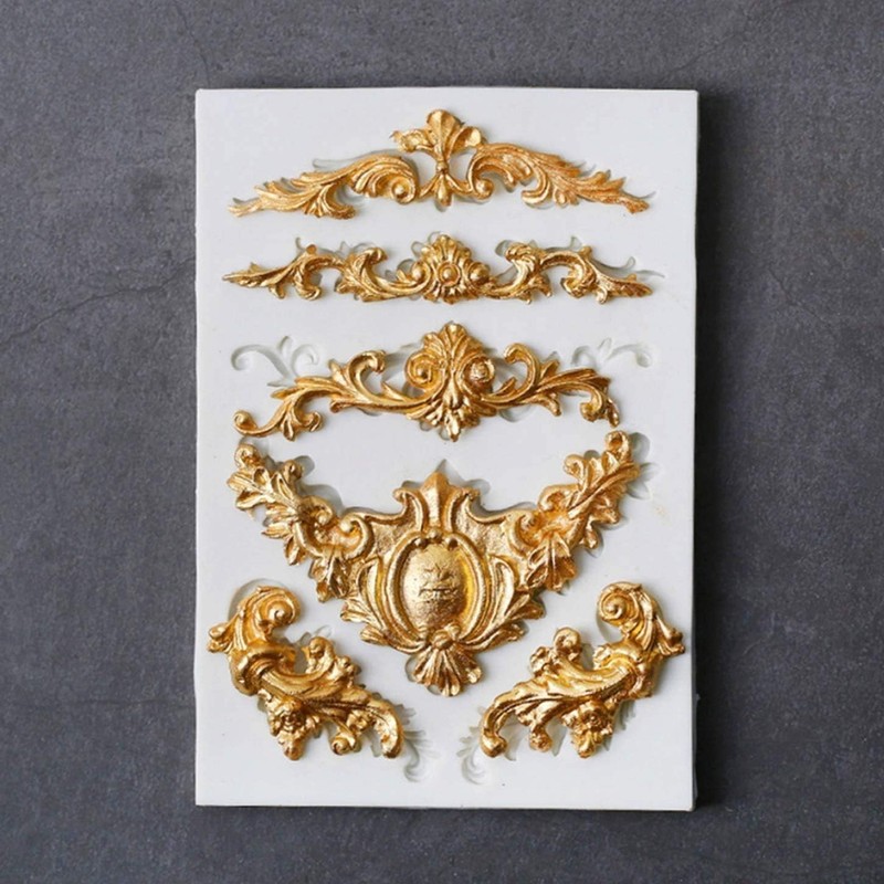 3 Piece Baroque Fondant Molds Scroll Border Lace Silicone Molds for Cake Decorat gallery