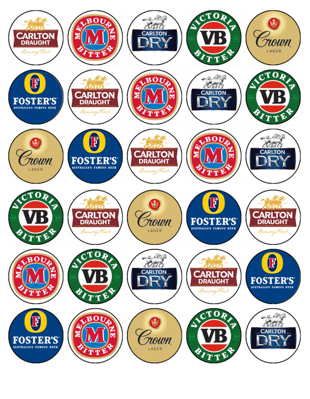 Beer Brands Edible Cupcake Toppers – Aussie & World Beer Wafer Cake Decorations gallery