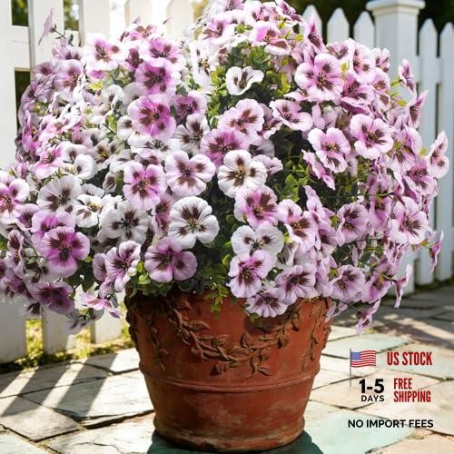 Grunyia Artificial Flowers 16Pcs Realistic Fake Pansy Silk Flowers Pink+white