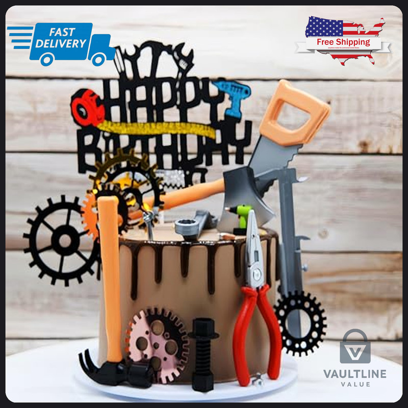 19 Piece Tool Themed Cake Topper Set for Construction Birthday Parties gallery