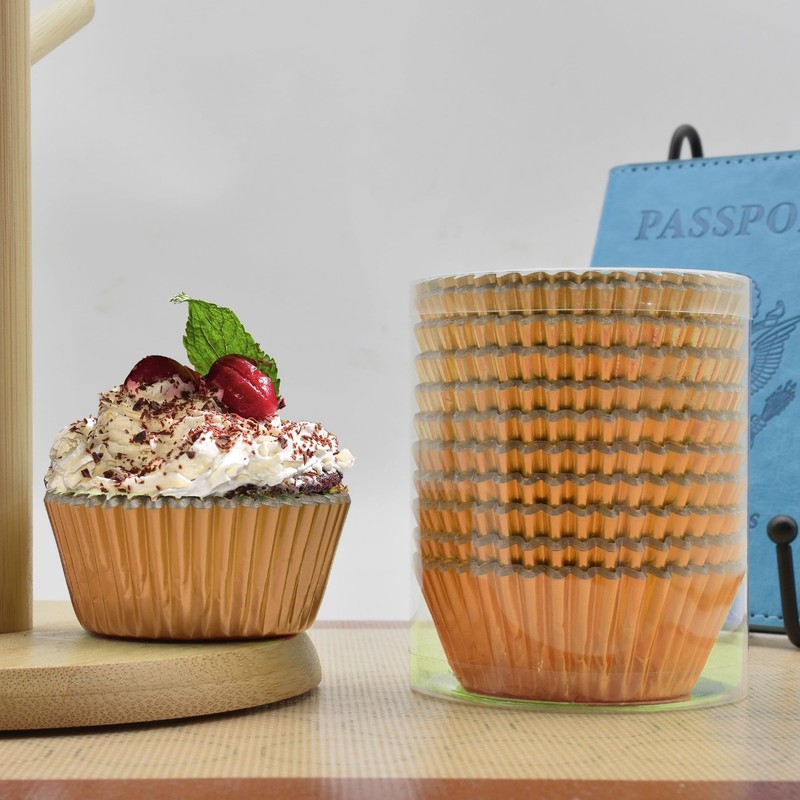 200 Pcs Orange Foil Cupcake Liners Standard Baking Cups Muffin Paper Cases gallery