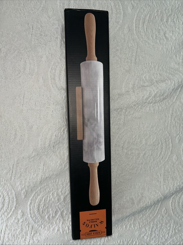 Walfos Marble Rolling Pin With Wooden Handles