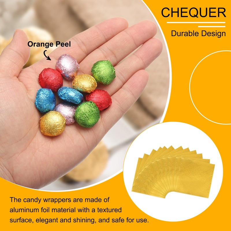 100pcs Candy Foil Wrappers,8 x 8Inch Chocolate Bar Wrappers(Gold,Orange Peel) gallery