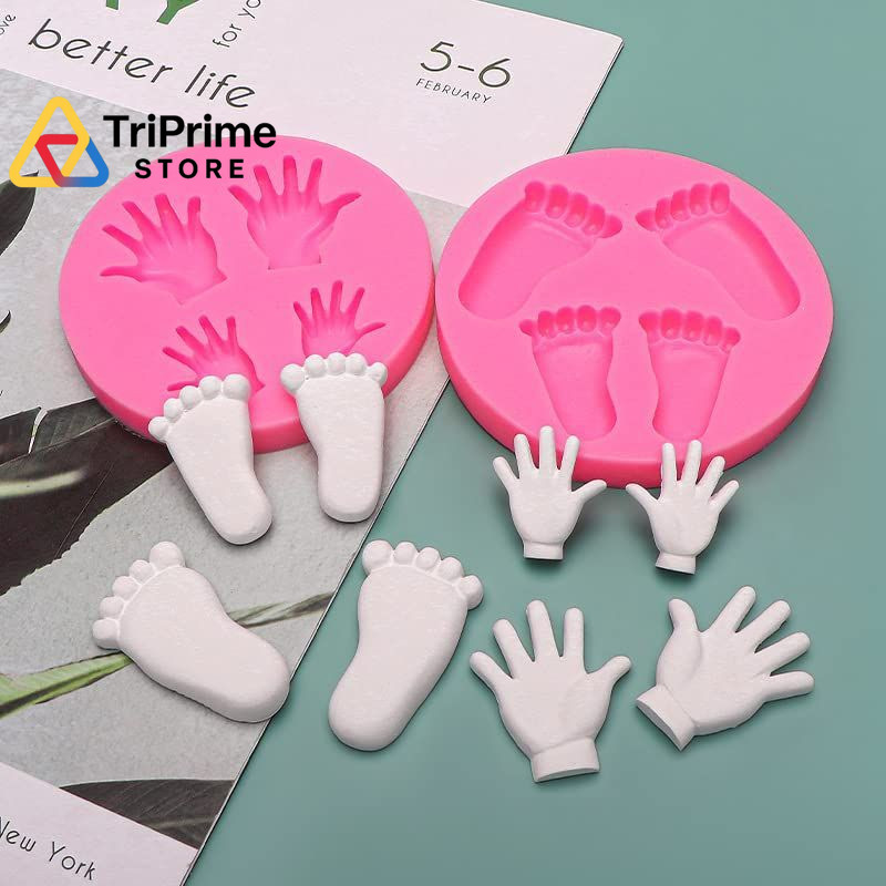 2pcs 3D Baby Feet Hands Silicone Molds for Random Color (Gray Or Pink) gallery