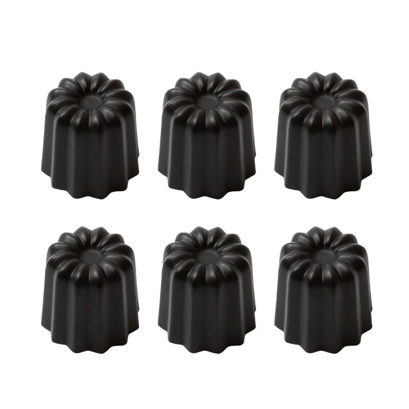 6Pcs Cannele Dessert Molds Muffin Tray Aluminum Alloy Pastry Decorating Tool