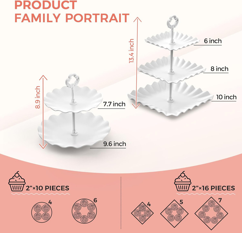 12Pcs Dessert Table Display Set, Cupcake Stand, 3-Tier Cup Cake Tower Stands & 2 gallery