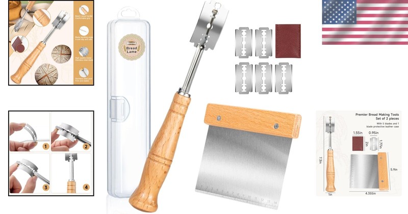 Baking Essentials: High-Quality Bread Lame with Scraper, Blades & Protection gallery
