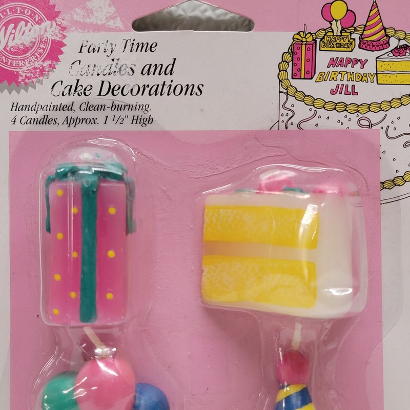 Vintage 1998 Wilton Happy Birthday Party Time Candles & Cake Decorations gallery