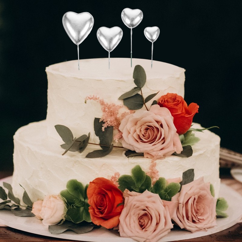 20 Pcs Heart Shape Cake Decorations Foam Iron Wire for Wedding Party