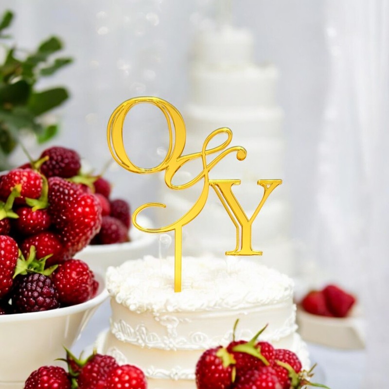 Personalised Couple Two Letter Wedding Engagement Cake Topper Charm Party Decor gallery