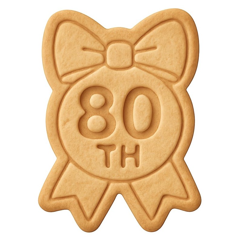Ribbon 80th Birthday Cookie Cutter & Stamp, Fondant & Clay – 4×3.2