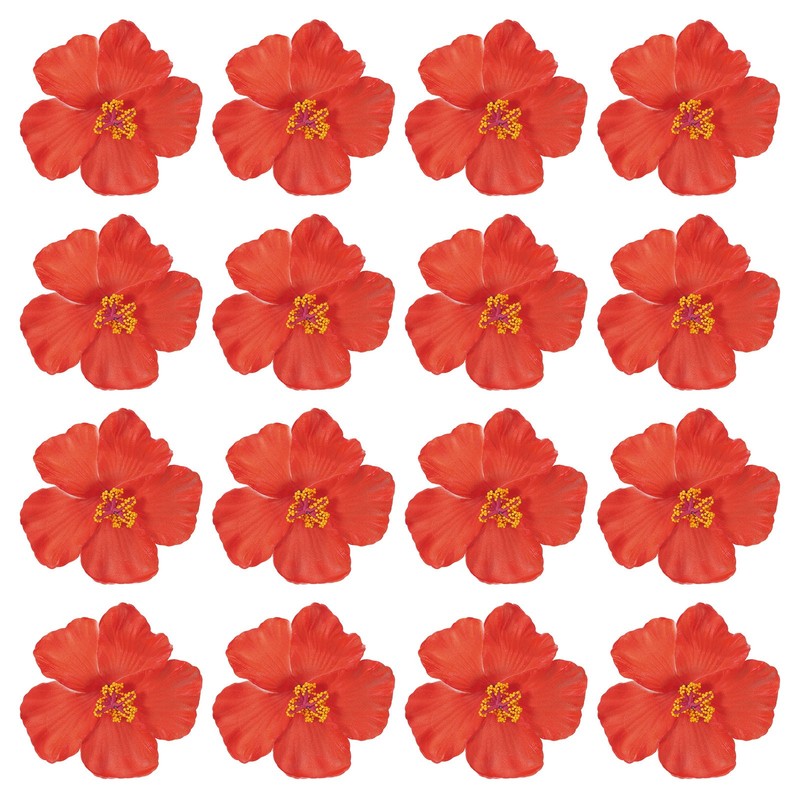 16Pcs Hawaiian Hibiscus Flowers Foam Artificial Flowers Hair Clip Red