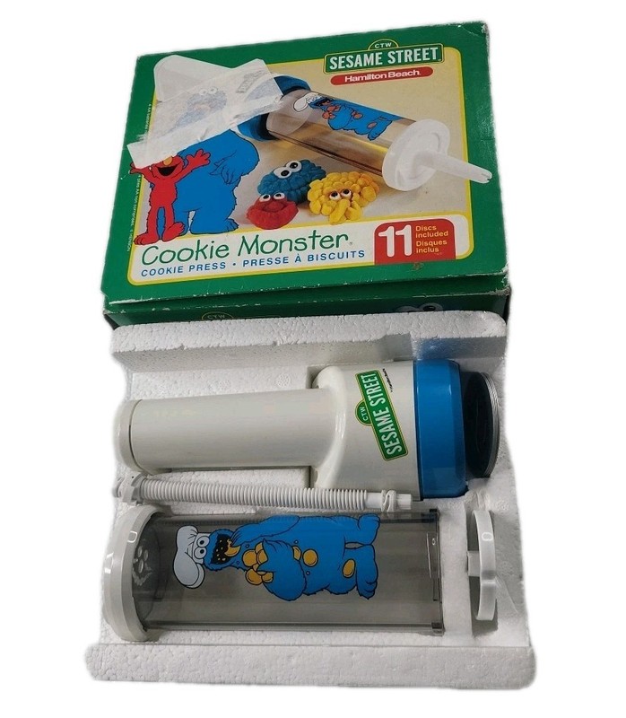 Vtg Sesame Street Cookie Monster Cookie Press Hamilton Beach Only 5 Discs P28