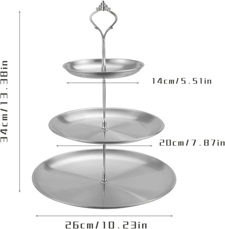 Stainless Steel 3 Tier Cupcake Stand, Tiered Trays Three Layer Cake Stand 3 Tier gallery