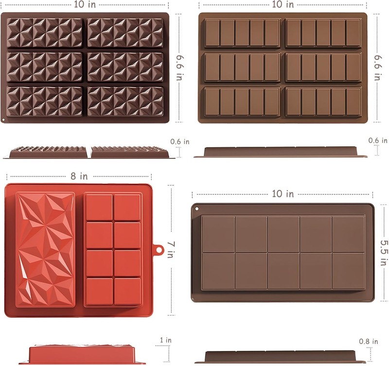 4PCS Dubai Chocolate Bar Molds1 Inch Deep Large and Thick Silicone Chocolate ... gallery