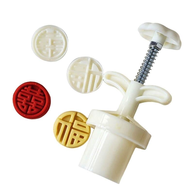 Cookie Stamps New Years Round Mooncake Molds Hand-Pressure Mooncake Maker gallery