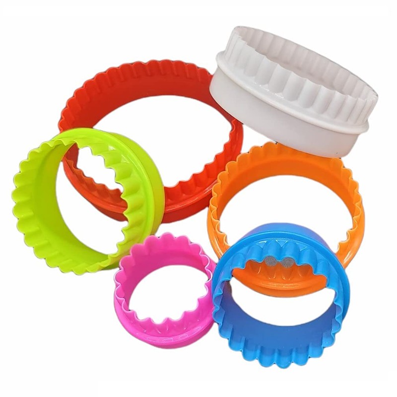 6pc Dual Sided Biscuit Cookie trimmer Set Round Scalloped Edges Dishwasher Safe