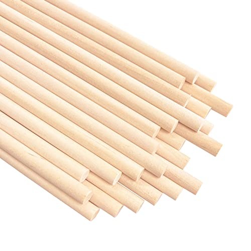 25PCS Dowel Rods Wood Sticks Wooden Dowel Rods - 1/4 x 12 Inch Precut Dowels