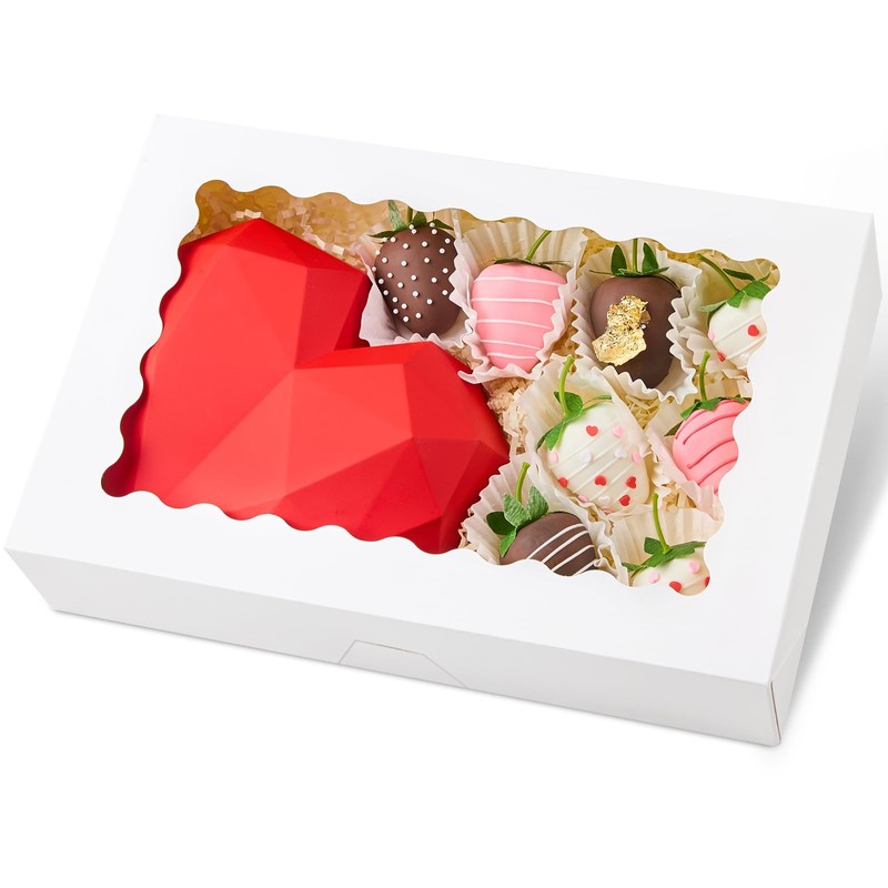 Bakery Boxes with Window, 12x8x2.5 Inches, 20 PCS, White