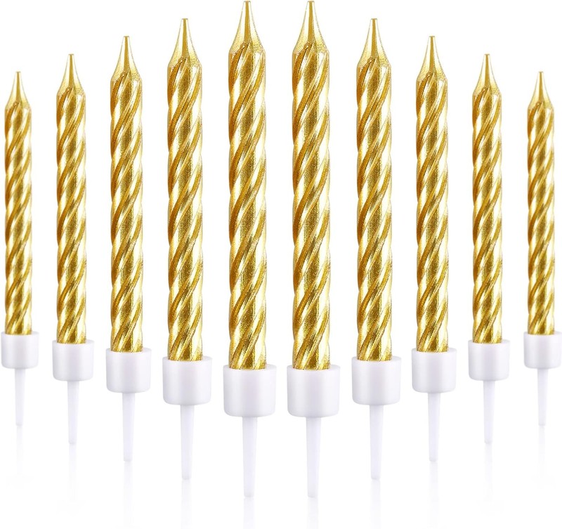 50 Pieces Spiral Birthday Candles Metallic Cake Cupcake Candles for Birthday