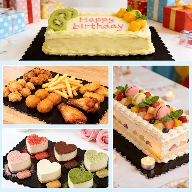 8 Pack 14 x 10 Inch Greaseproof Rectangle Cake Boards, Black Cardboard Cake B... gallery