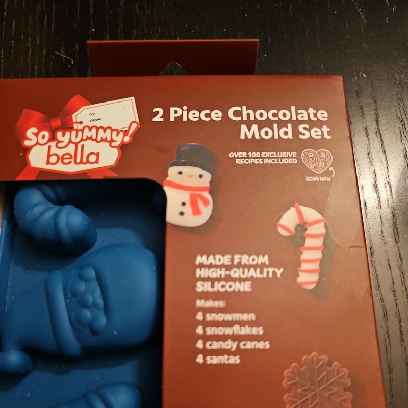 Silicone Mold Set Chocolate Santa Snowman Canes Snowflakes 2 trays candy or soap gallery