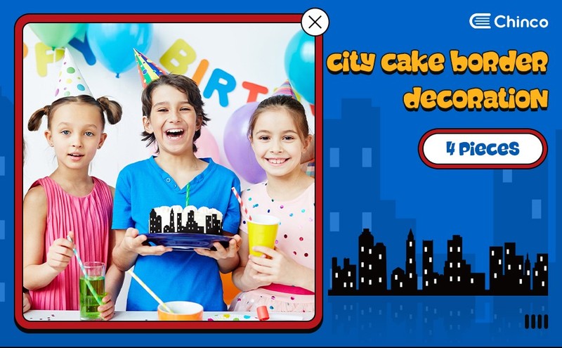 4 Pieces Hero City Cake Border Decoration Black Skyscraper Building Cake Topper gallery