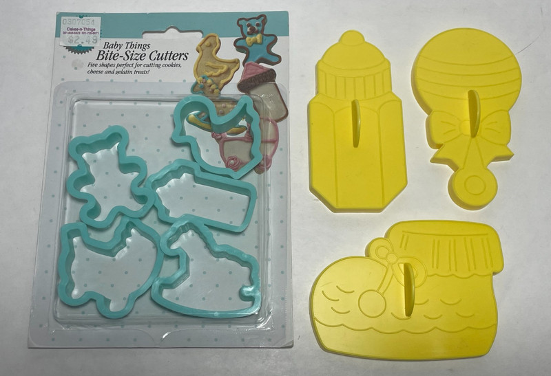 Vintage Wilton Baby Things Nursery Cookie Cutters – 3 Med & 5 Bite Size (New)