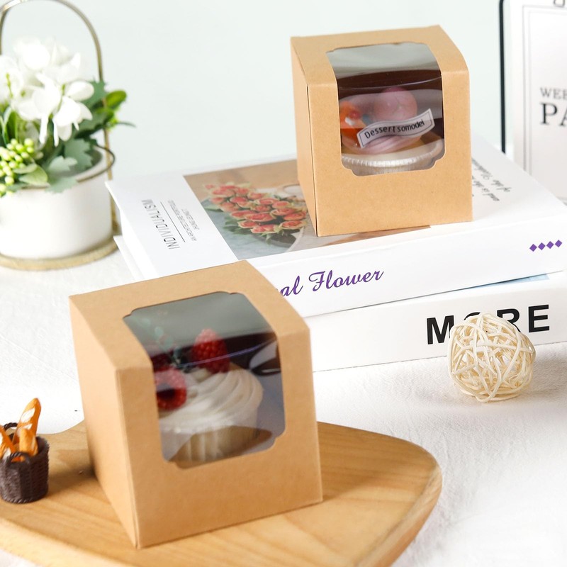 25 Pcs Cupcake Boxes Individual Cupcake Containers Pre-Assembled Single Cupca... gallery