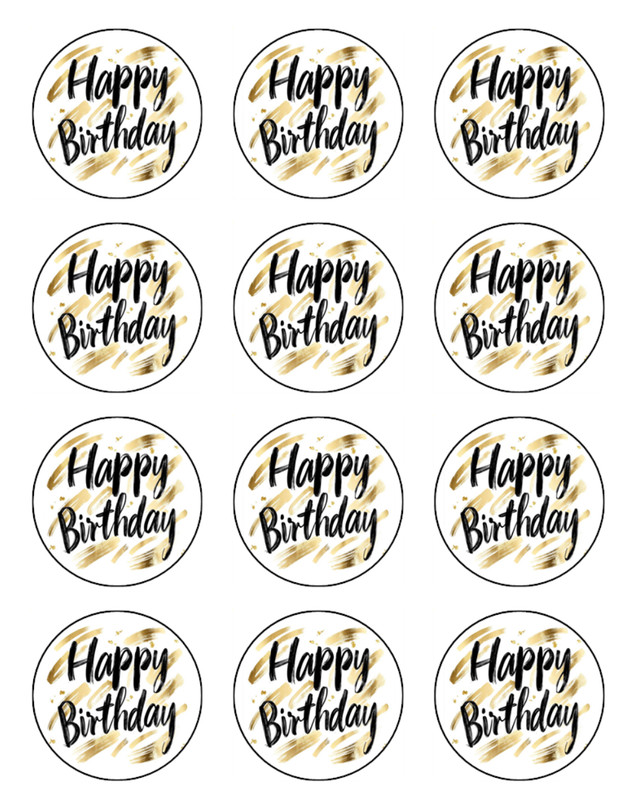 Happy Birthday Cupcake Toppers Wafer Birthday Cake Decorations (8 Designs) gallery