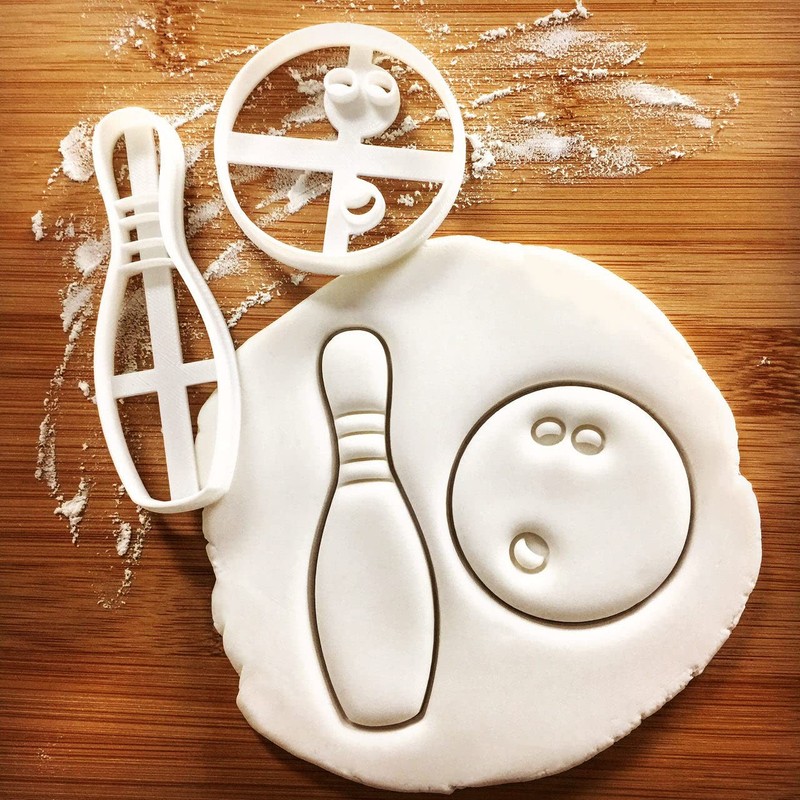 Bowling Pin and Bowling Ball cookie cutters, 2 pieces - gallery