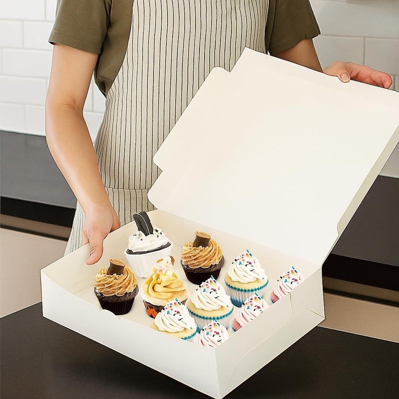 20 Pack White Cardboard Bakery Boxes, 14 X 10 X 3.5 Inches Quarter Sheet Cake Bo gallery