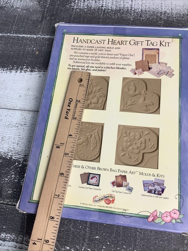 Vintage 1996 Brown Bag Paper Art Handcast Heart Gift Tag Kit gallery