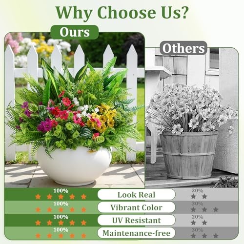Pcs Artificial Plants Flowers for Outdoors, Realistic 24 Redrosypurpleyellow gallery