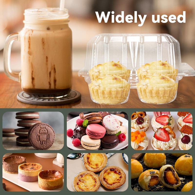 40 Pack 4-Compartment Cupcake Containers Clear Plastic Boxes 4-Cavity Holders gallery