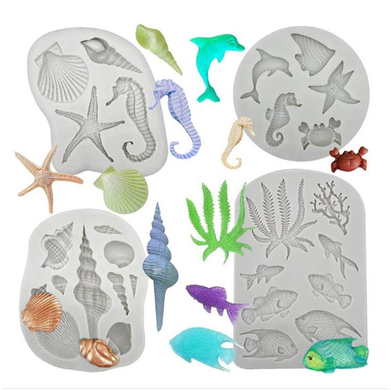 Marine Theme Fondant Silicone Mold for DIY Cake Decor Chocolate Candy Projects