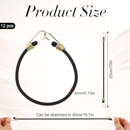 12 Pack Mini Bungee Cords with Hooks - 10 Inch Short Bungee - 12PCS gallery