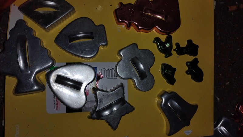 17pc Metal Cookie Cutters w/ Handles Assorted Shapes Silver/Copper Angel, Heart.